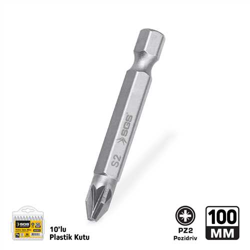 SGS3945 POZİDRİV UÇLU PZ2X100 MM BİTS UÇ